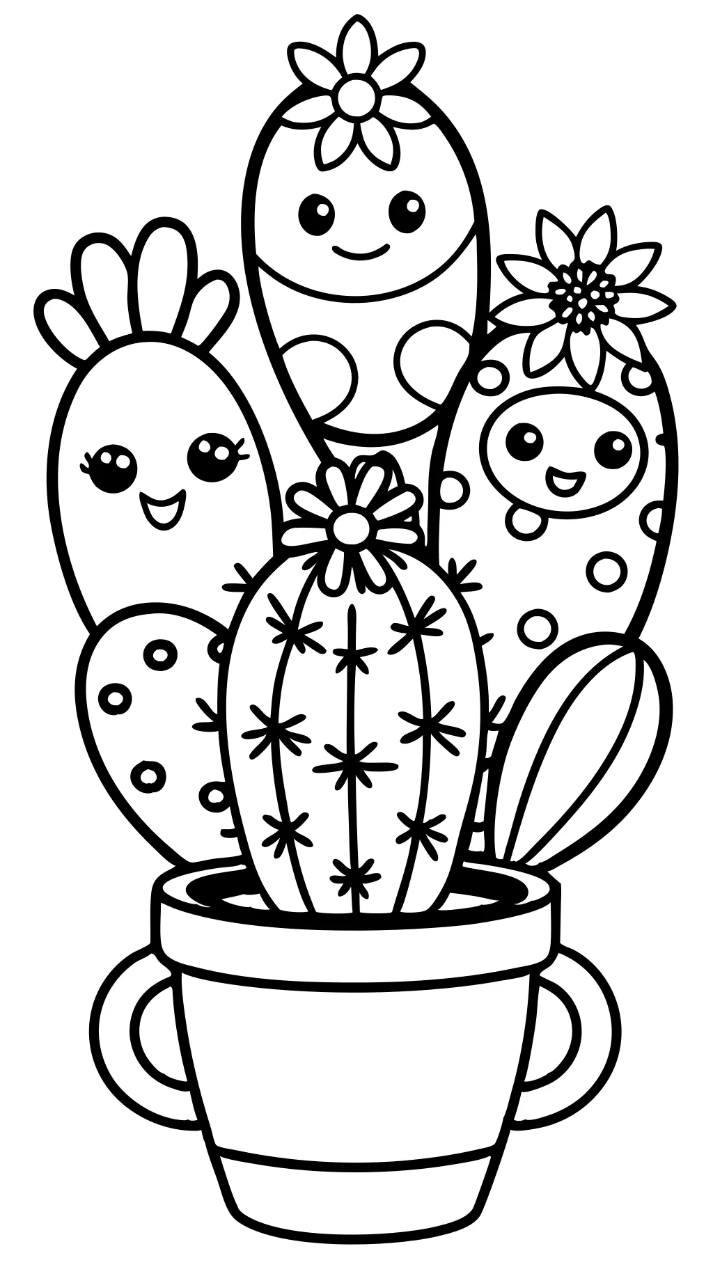 coloriages de cactus mignons